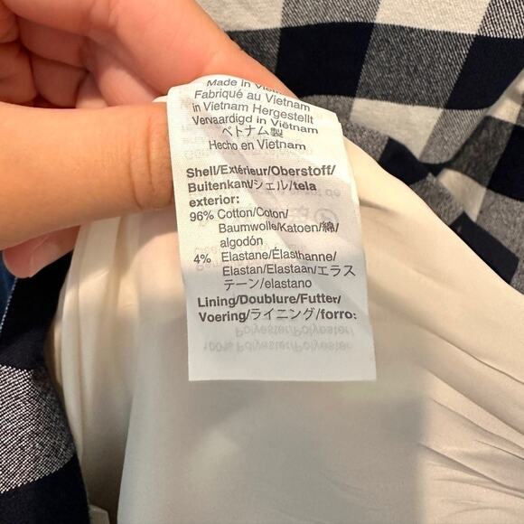 J.CREW | Navy Blue Gingham Checkered Sleeveless Straight Belted Midi Dress | 2T - Picture 9 of 10